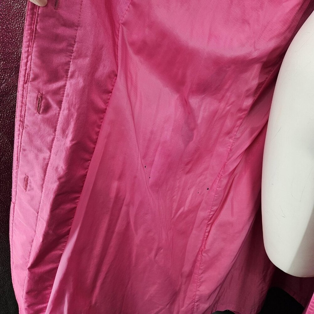 Vintage Trench Long Rain Jacket Coat Womens 12 Pink Rubberized Belted 80s Formal - Picture 7 of 16